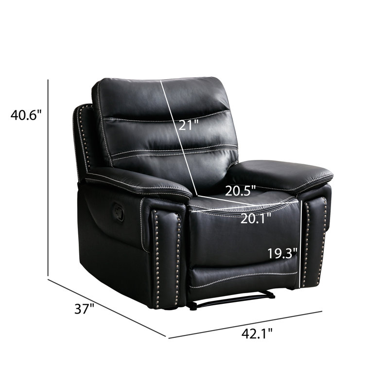 Vintage Style Leather Reclining Armchair with Studded Decoration and Fabric Stitching